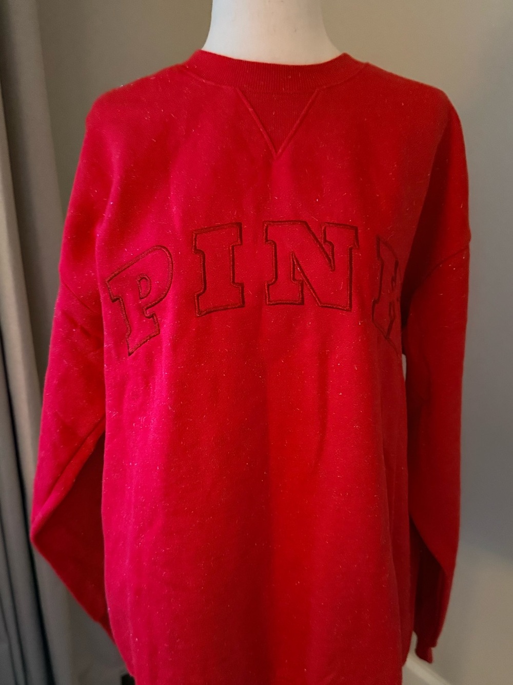 NWT VS PINK Exclusive Red Crewneck Sweatshirt with Soft Classy Sparkles!